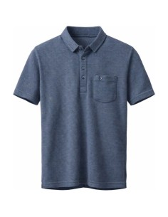 Polo Manches Courtes Nid D'abeille Poche Poitrine - Jeans